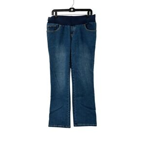 Attitude Unknown Womens Maternity Bootcut Jeans Medium Wash Blue Elastic Band M